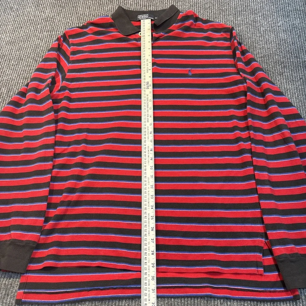 Polo Ralph Lauren Shirt Mens XL Rugby Long Sleeve Polo Black Red Pony